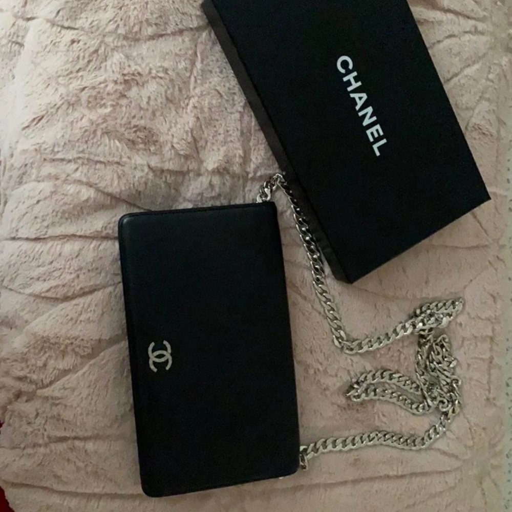 SOLD Verified authentic Chanel Wallet with silver chain